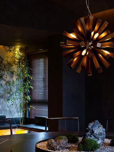 Elvarelle Premium Nordic Art Burst Wood Chandelier