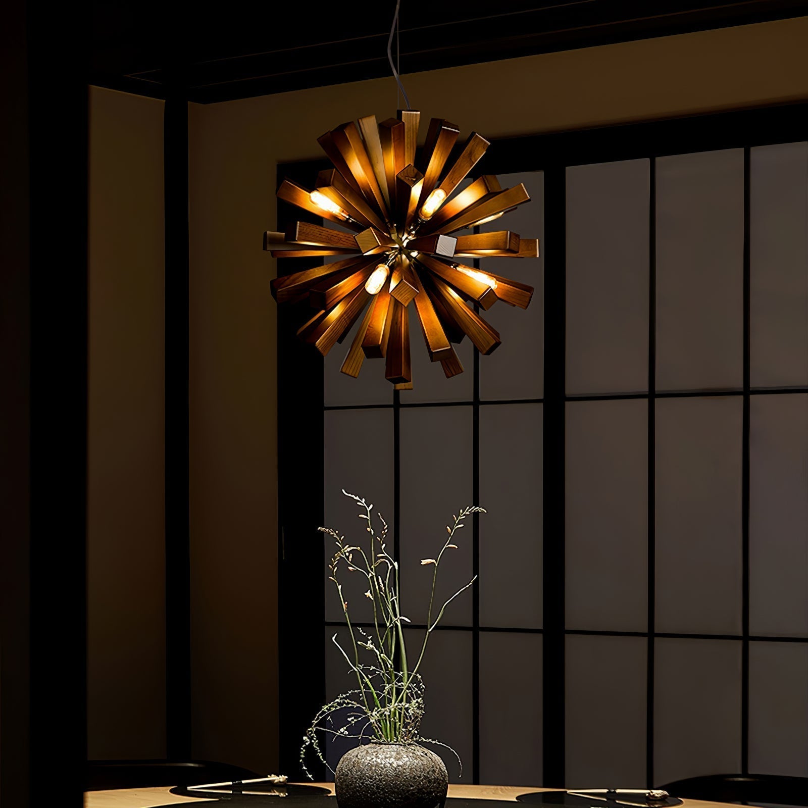 Elvarelle Premium Nordic Art Burst Wood Chandelier