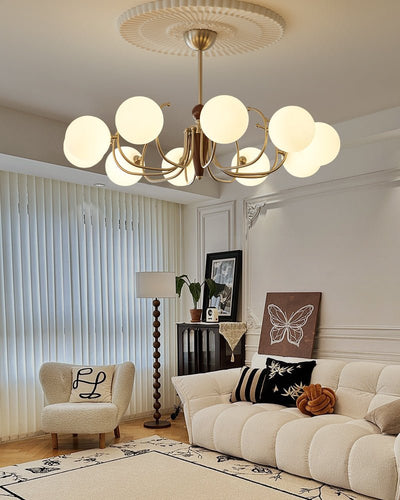 Orvynia Elegance Classic Grove Wood Glass Chandelier