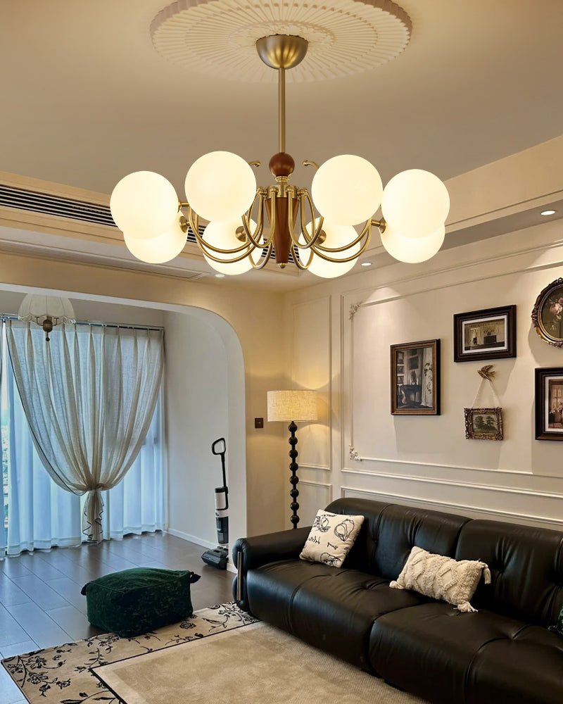 Orvynia Elegance Classic Grove Wood Glass Chandelier