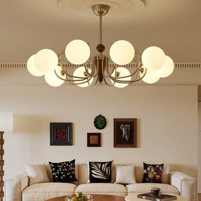 Orvynia Elegance Classic Grove Wood Glass Chandelier