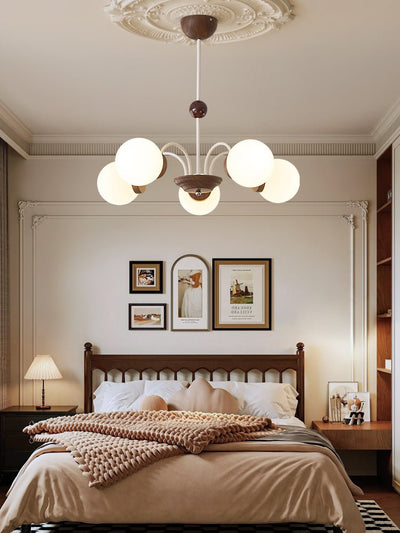 Rinuaine Chandelier Wood Glass Contemporary Curved