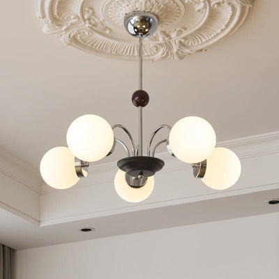Rinuaine Chandelier Wood Glass Contemporary Curved