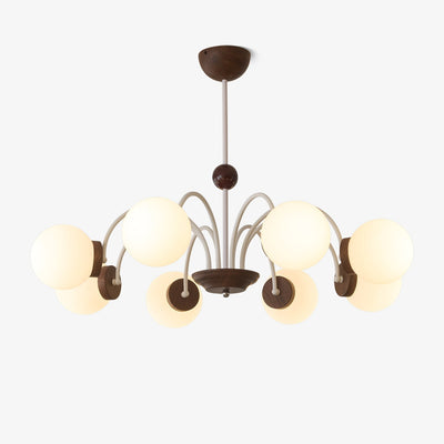 Rinuaine Chandelier Wood Glass Contemporary Curved