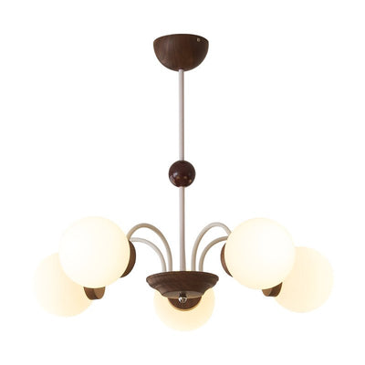 Rinuaine Chandelier Wood Glass Contemporary Curved
