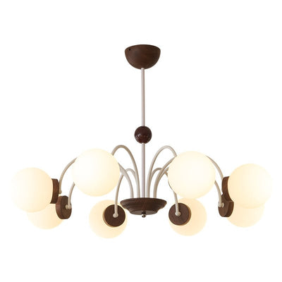 Rinuaine Chandelier Wood Glass Contemporary Curved
