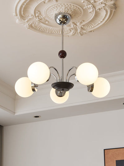 Rinuaine Chandelier Wood Glass Contemporary Curved