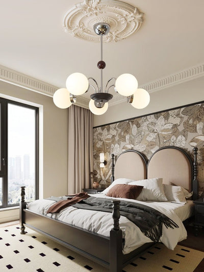Rinuaine Chandelier Wood Glass Contemporary Curved