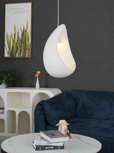 Seo Pendant Lamp Plaster Organic Hollow Teardrop Wabi Sabi