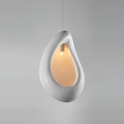 Seo Pendant Lamp Plaster Organic Hollow Teardrop Wabi Sabi