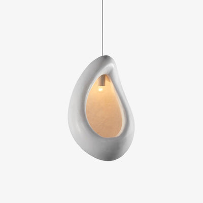 Seo Pendant Lamp Plaster Organic Hollow Teardrop Wabi Sabi