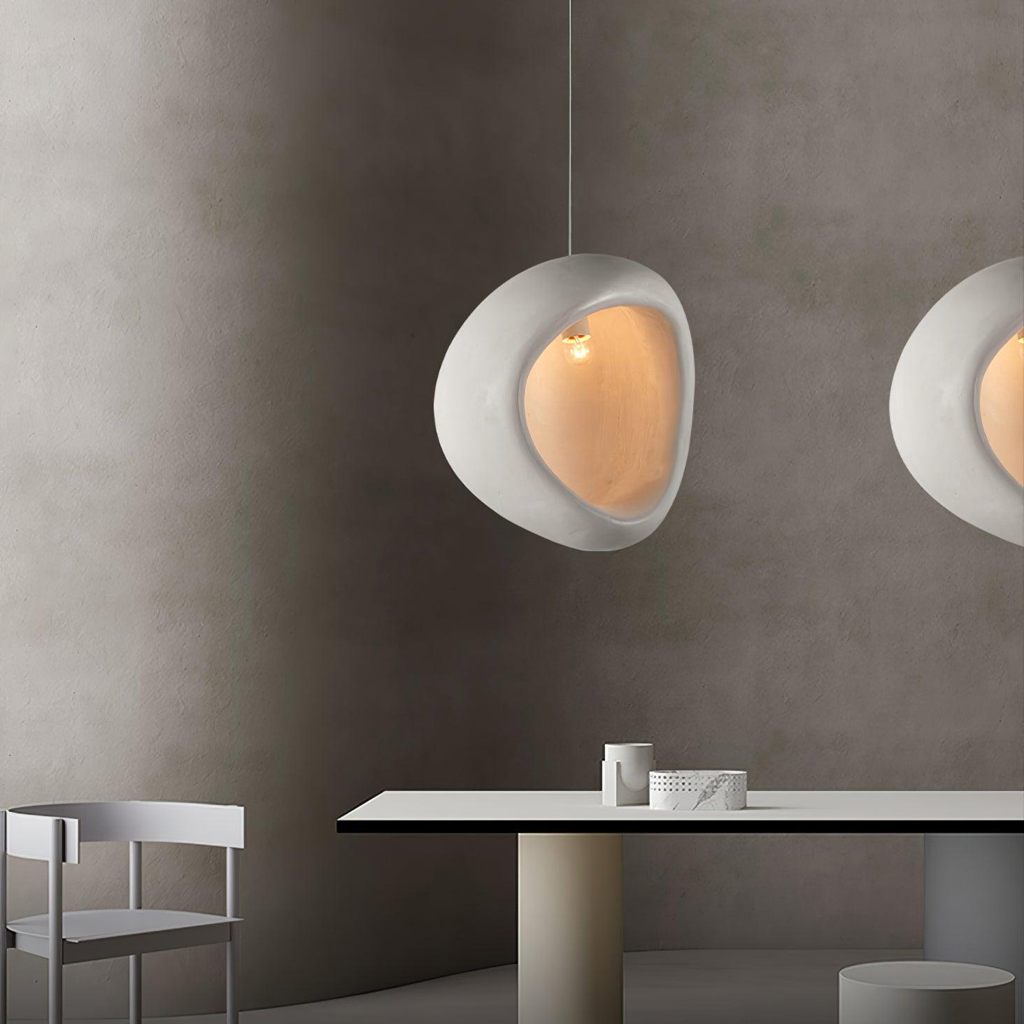 Seo Pendant Lamp Plaster Organic Hollow Teardrop Wabi Sabi
