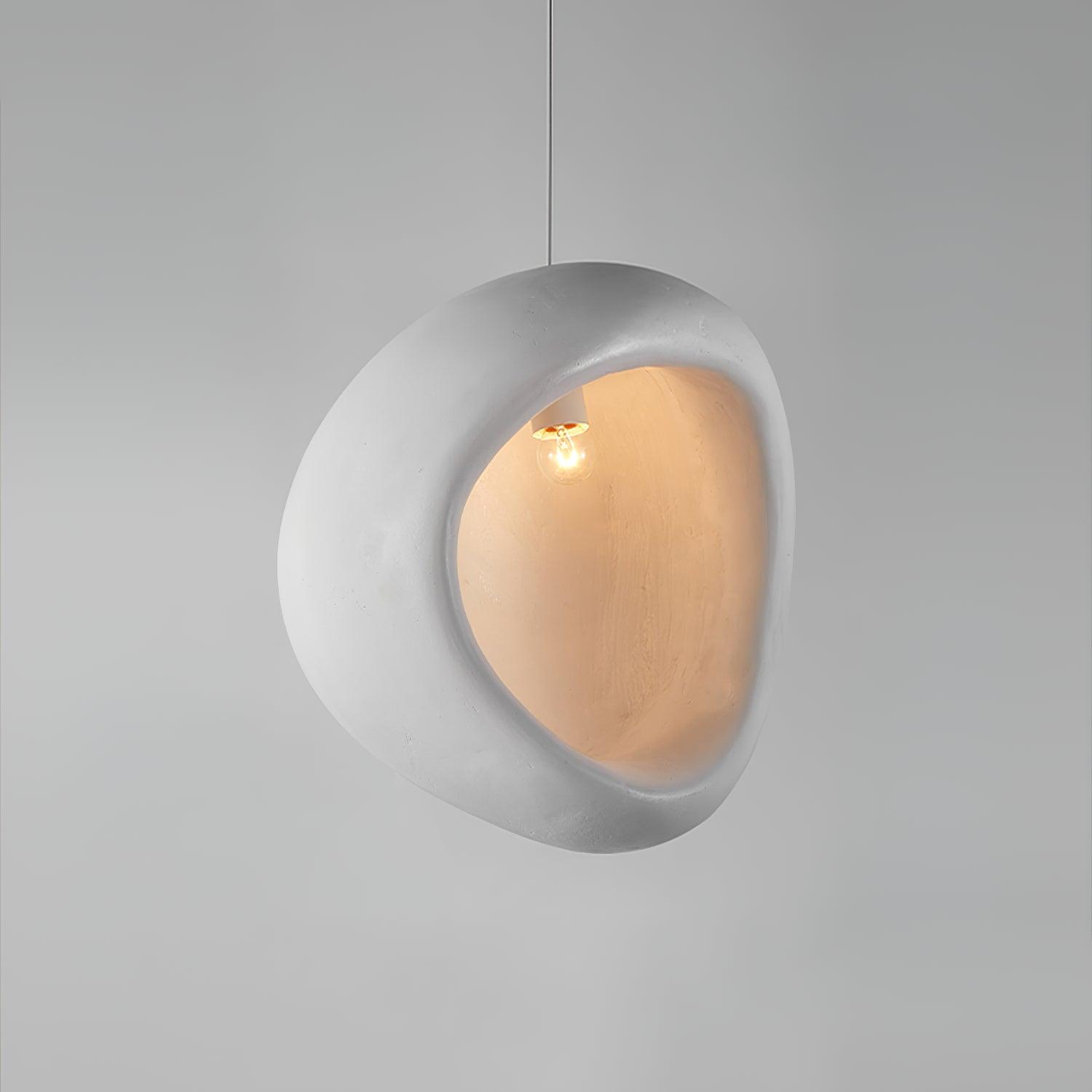 Seo Pendant Lamp Plaster Organic Hollow Teardrop Wabi Sabi
