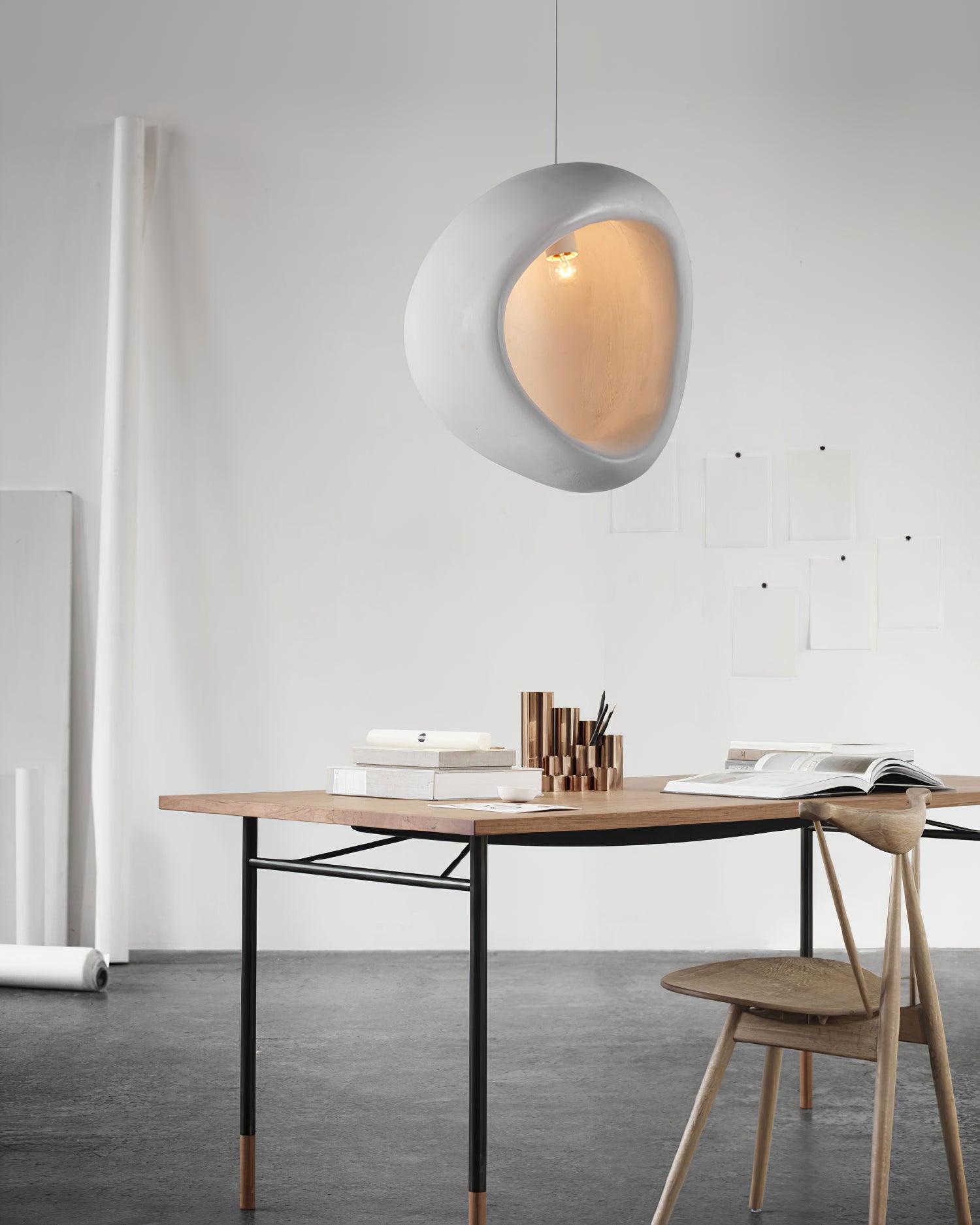 Seo Pendant Lamp Plaster Organic Hollow Teardrop Wabi Sabi