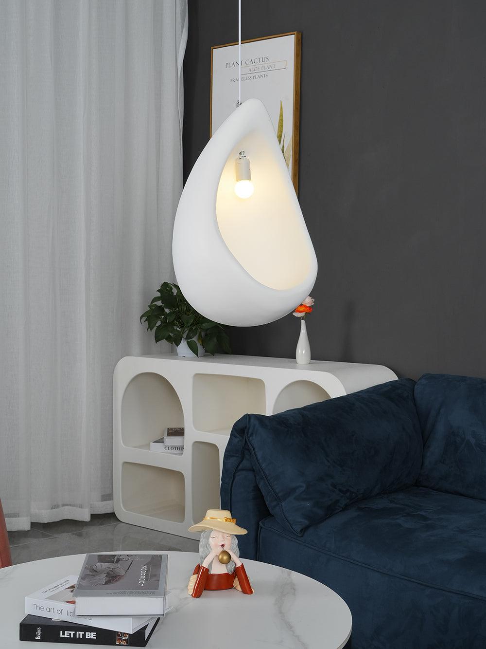Seo Pendant Lamp Plaster Organic Hollow Teardrop Wabi Sabi