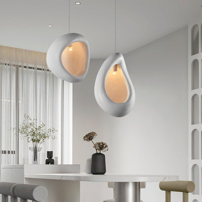 Seo Pendant Lamp Plaster Organic Hollow Teardrop Wabi Sabi