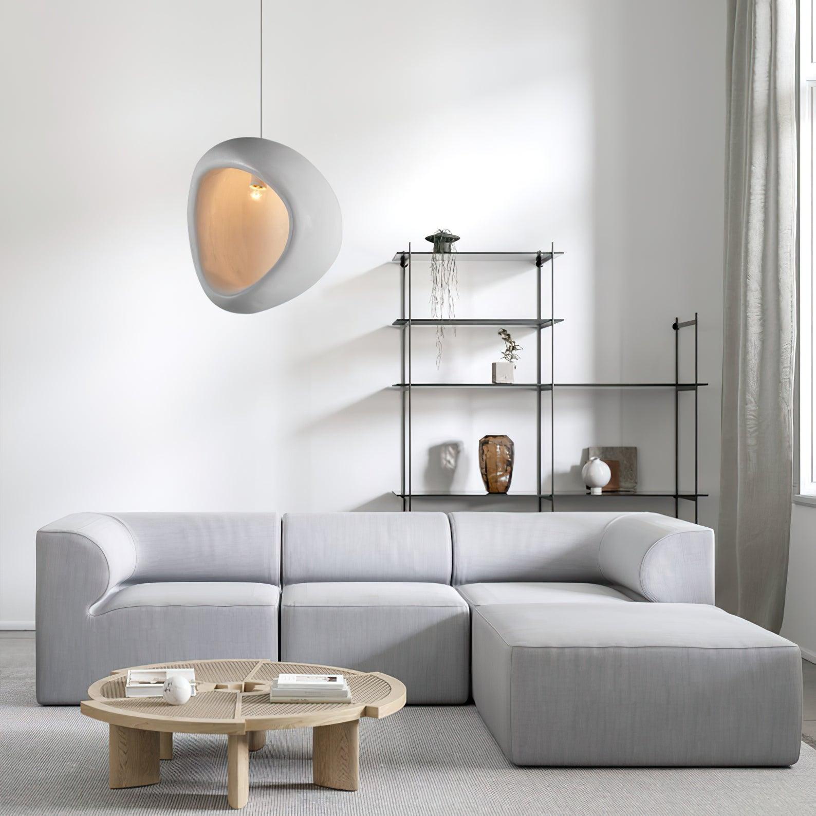 Seo Pendant Lamp Plaster Organic Hollow Teardrop Wabi Sabi