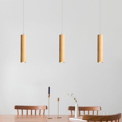 Muto Cylindrical Wood Pendant Light for Bedroom Kitchen Island - Neutral Decor