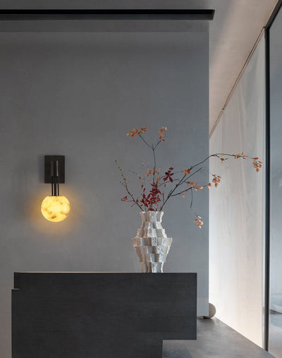 Rykde Alabaster Globe Indoor Wall Sconce