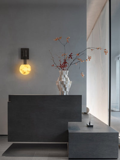 Rykde Alabaster Globe Indoor Wall Sconce