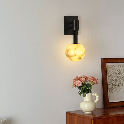 Rykde Alabaster Globe Indoor Wall Sconce