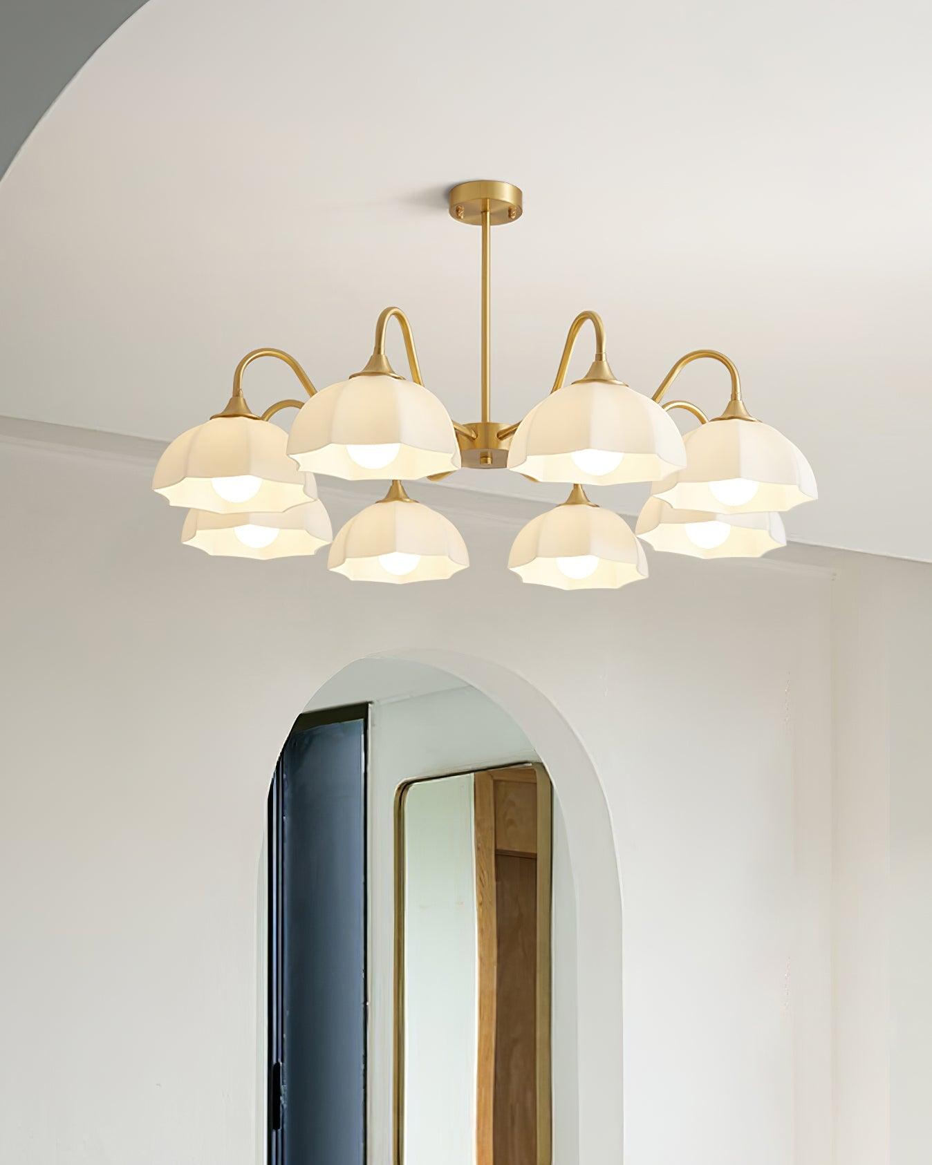 Lustra Chandelier Octagonal Glass Bowl Copper French - Neutral Decor