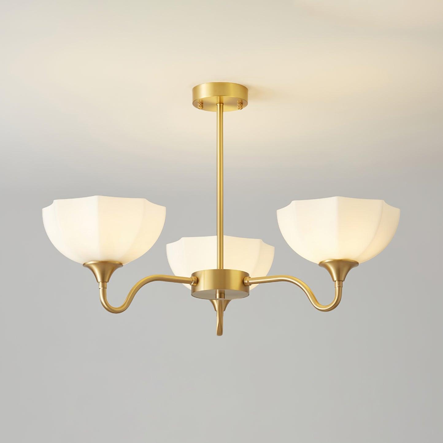 Lustra Chandelier Octagonal Glass Bowl Copper French - Neutral Decor