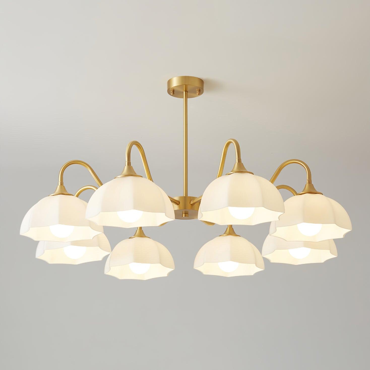 Lustra Chandelier Octagonal Glass Bowl Copper French - Neutral Decor