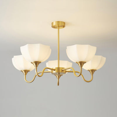 Lustra Chandelier Octagonal Glass Bowl Copper French - Neutral Decor