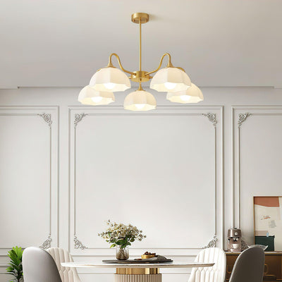 Lustra Chandelier Octagonal Glass Bowl Copper French - Neutral Decor