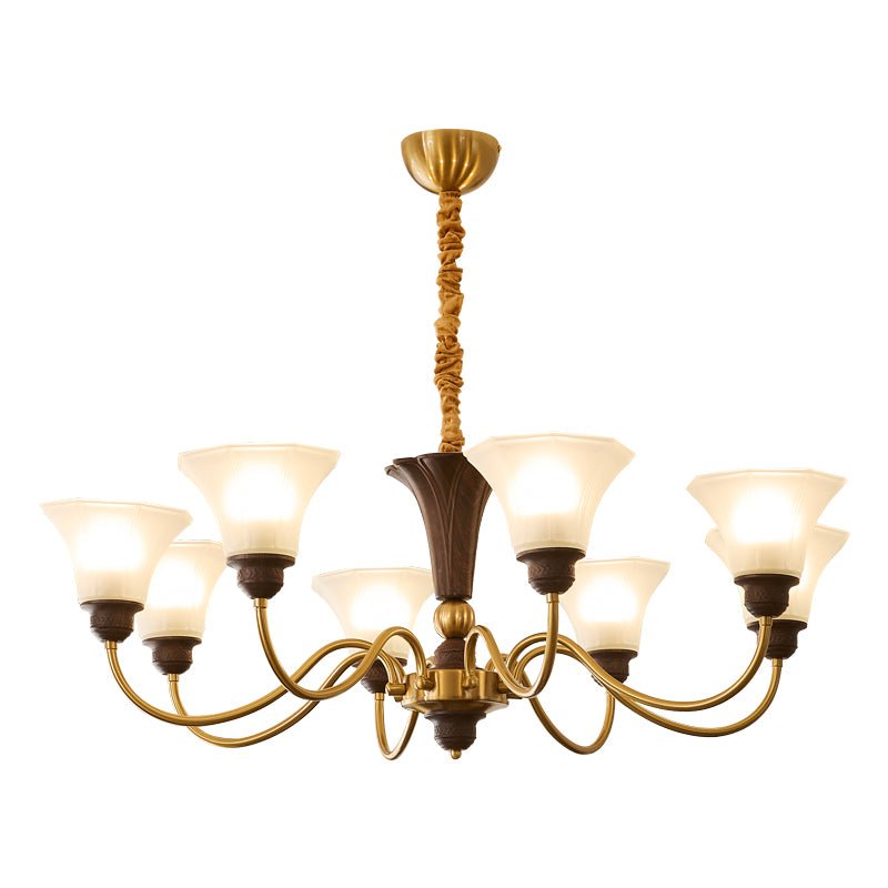 Ciphaen Traditional Elegance Vintage Wood Glass Chandelier