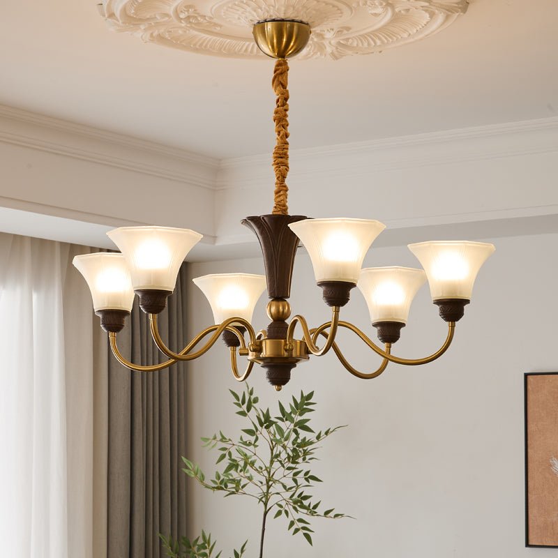 Ciphaen Traditional Elegance Vintage Wood Glass Chandelier
