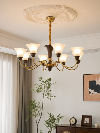 Ciphaen Traditional Elegance Vintage Wood Glass Chandelier