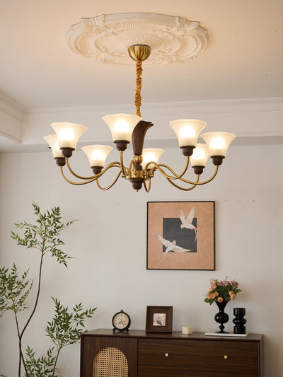 Ciphaen Traditional Elegance Vintage Wood Glass Chandelier