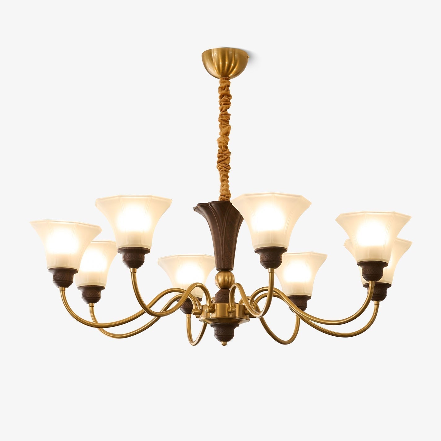 Ciphaen Traditional Elegance Vintage Wood Glass Chandelier