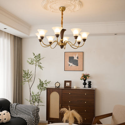 Ciphaen Traditional Elegance Vintage Wood Glass Chandelier