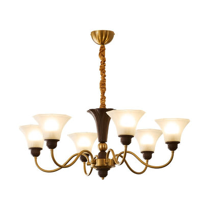 Ciphaen Traditional Elegance Vintage Wood Glass Chandelier