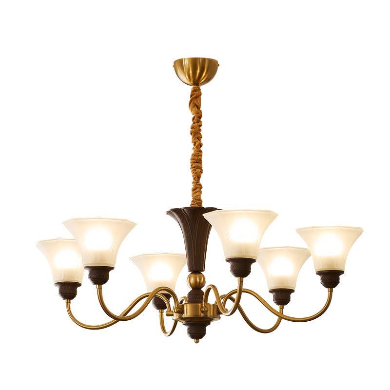 Ciphaen Traditional Elegance Vintage Wood Glass Chandelier