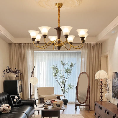 Ciphaen Traditional Elegance Vintage Wood Glass Chandelier