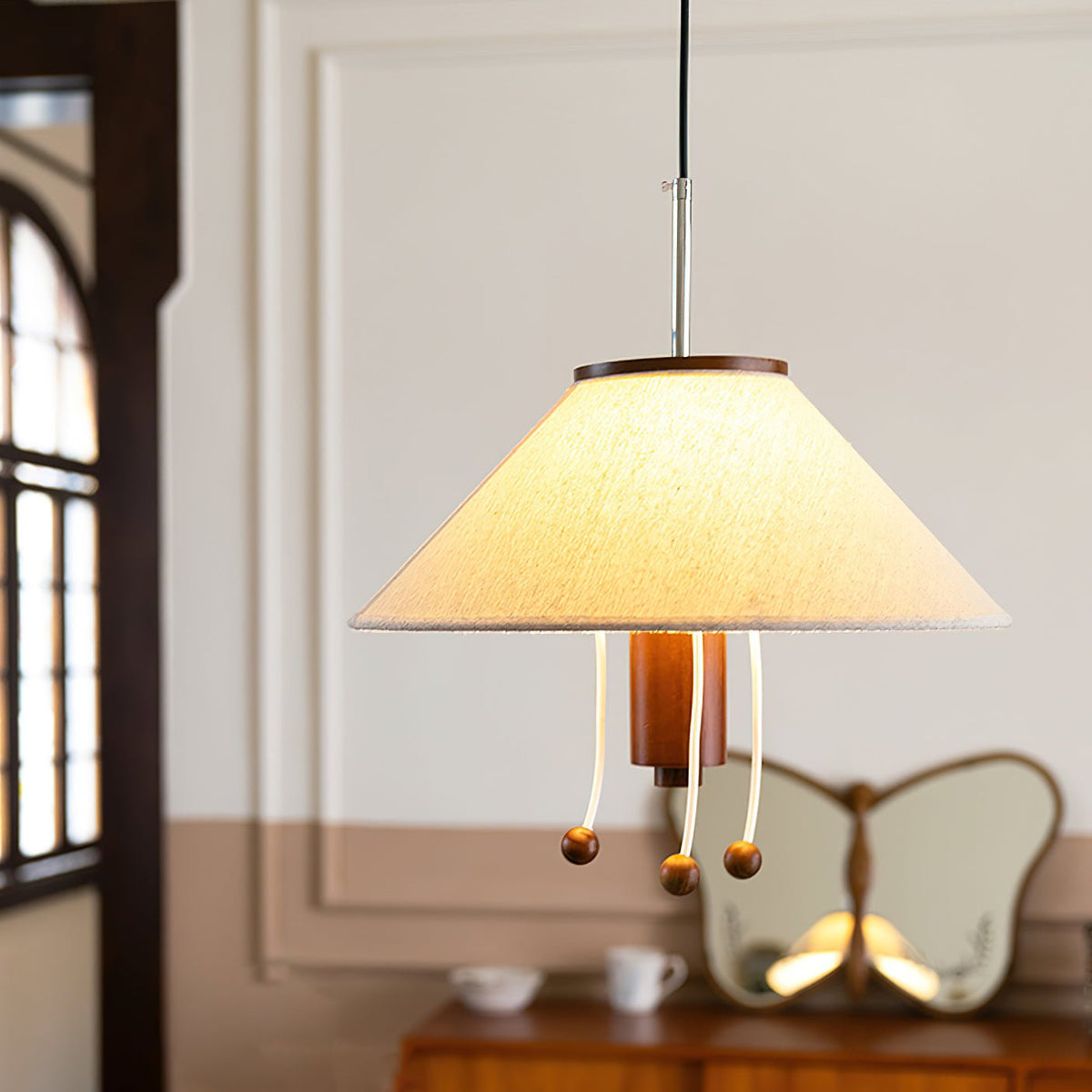 Zathee Nordic Art  Classic Wood Fabric Pendant Lamp