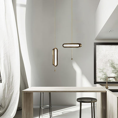 Lyvinaris Geometric Brass Linear Pendant Light