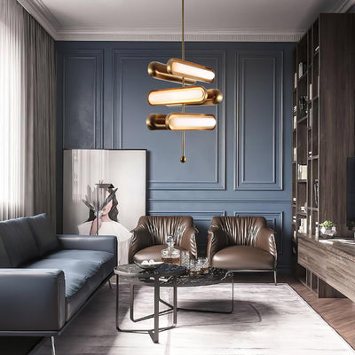 Lyvinaris Geometric Brass Linear Pendant Light