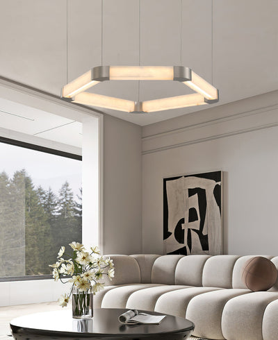 Celaeisra Unique Single Ring Alabaster Chandelier
