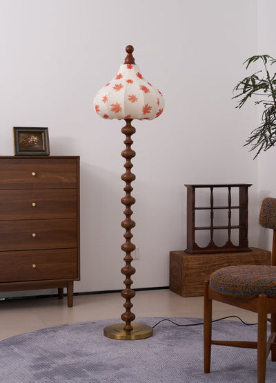 Qrathen Wood Fabric Retro Floor Lamp