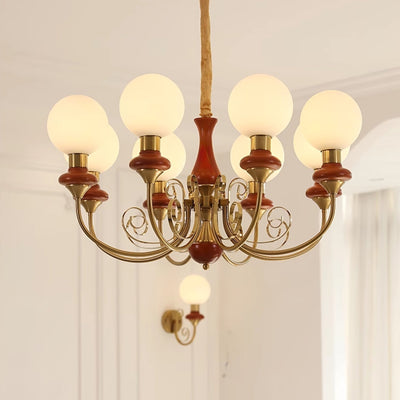Aurorian Chandelier Green Shades Gold Curved Arms