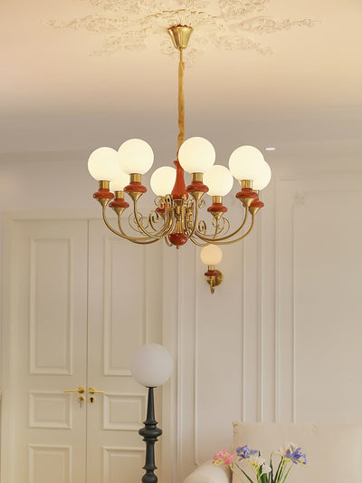 Aurorian Chandelier Green Shades Gold Curved Arms