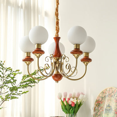Aurorian Chandelier Green Shades Gold Curved Arms