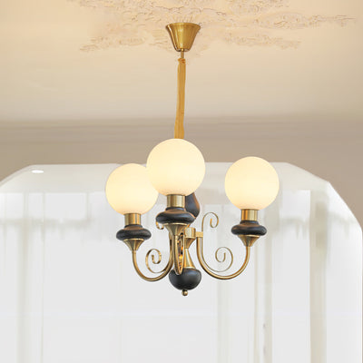 Aurorian Chandelier Green Shades Gold Curved Arms