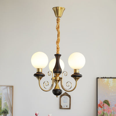 Aurorian Chandelier Green Shades Gold Curved Arms