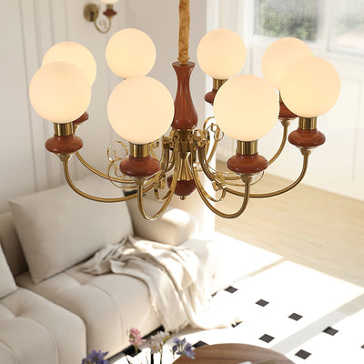 Aurorian Chandelier Green Shades Gold Curved Arms